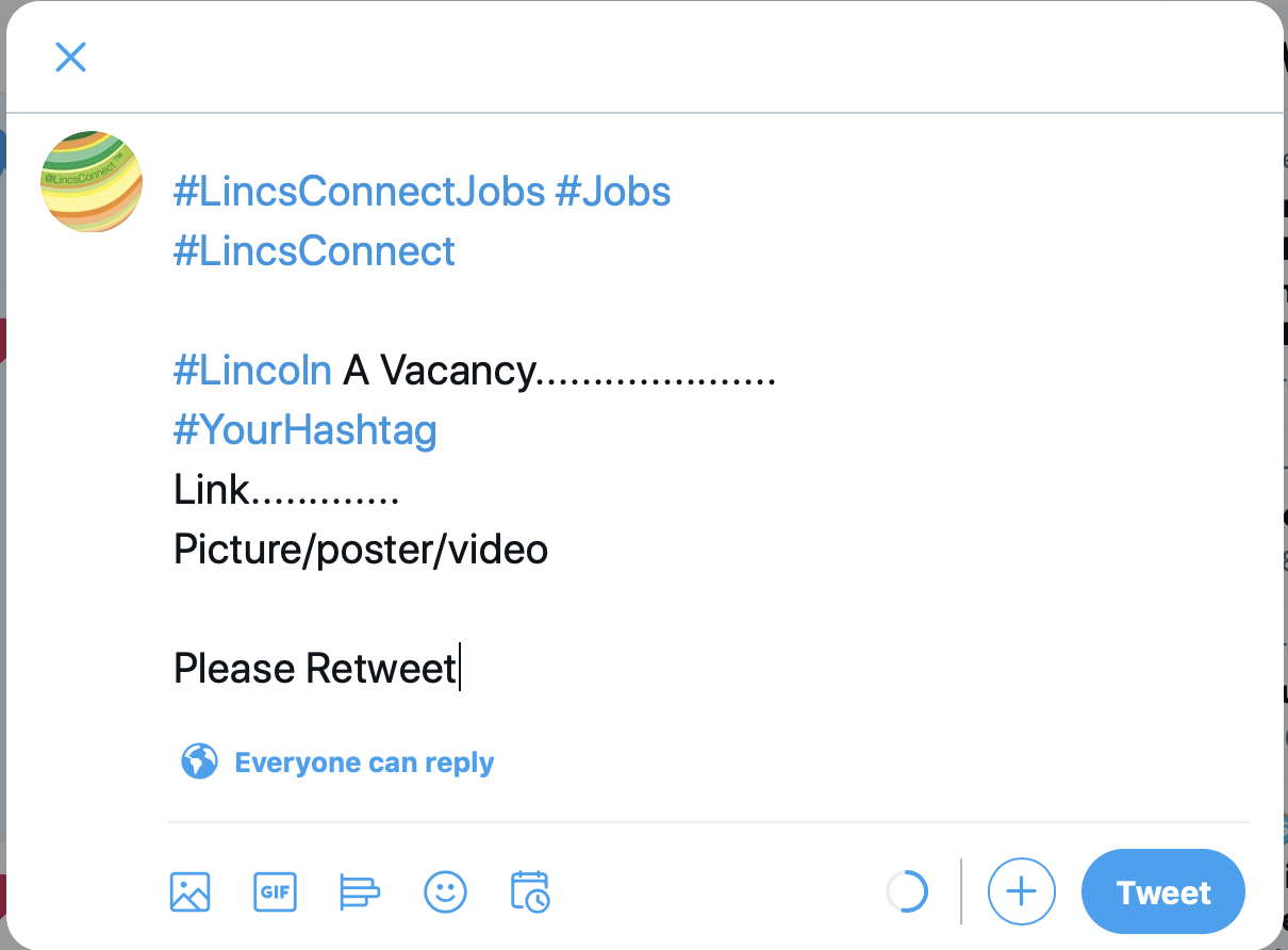 ´LincsConnect #LincsConnectJobs example tweet
