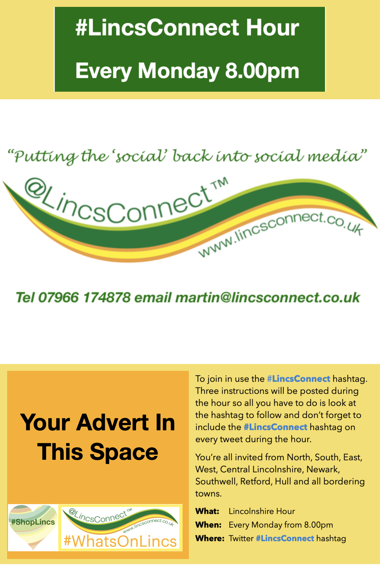 #LincsConnect Hour on Monday evenings is a great way to advertise locally, nationally and globally. By LincsConnect, the Lincolnshire blogger LincsBlogger