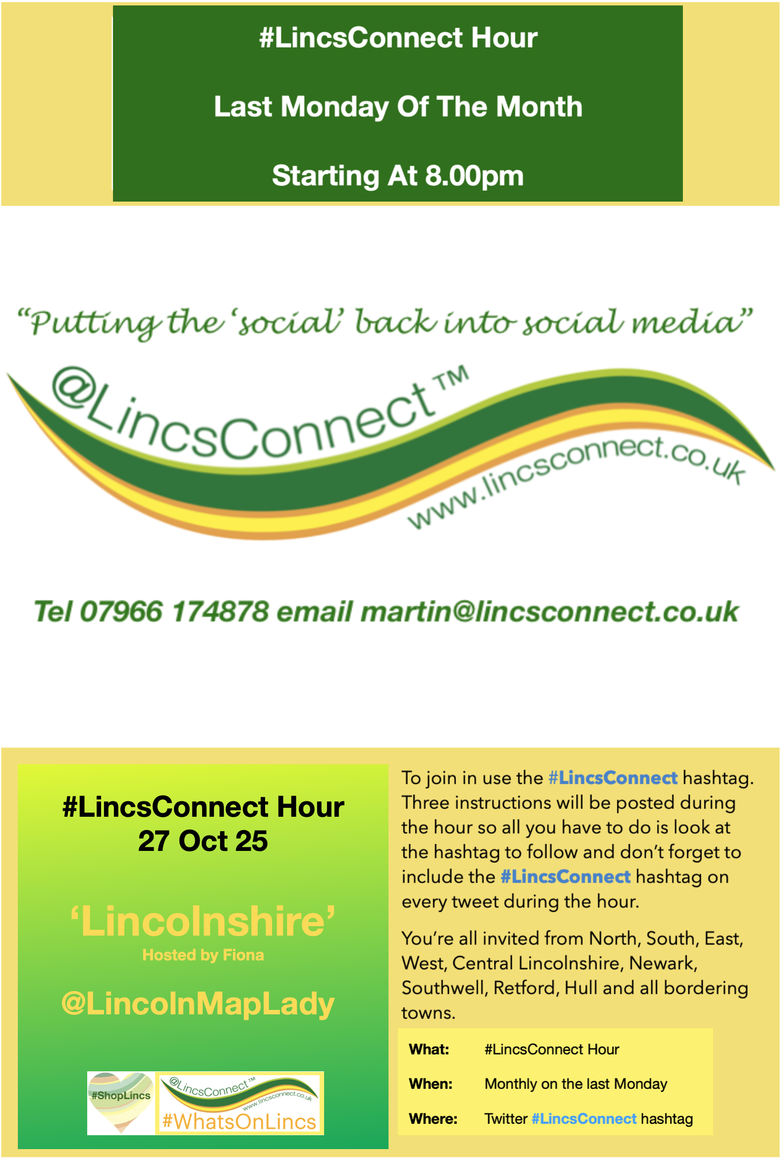 #LincsConnect Hour on Twitter (X) on the last Monday of the month